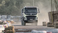 Four-year-old Sophie tests an 18-tonne Volvo truck